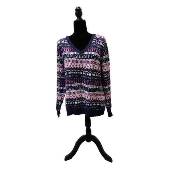 Croft & Barrow Multi-color Striped V-neck Sweater, XL, Pre-owned - Picture 3 of 7